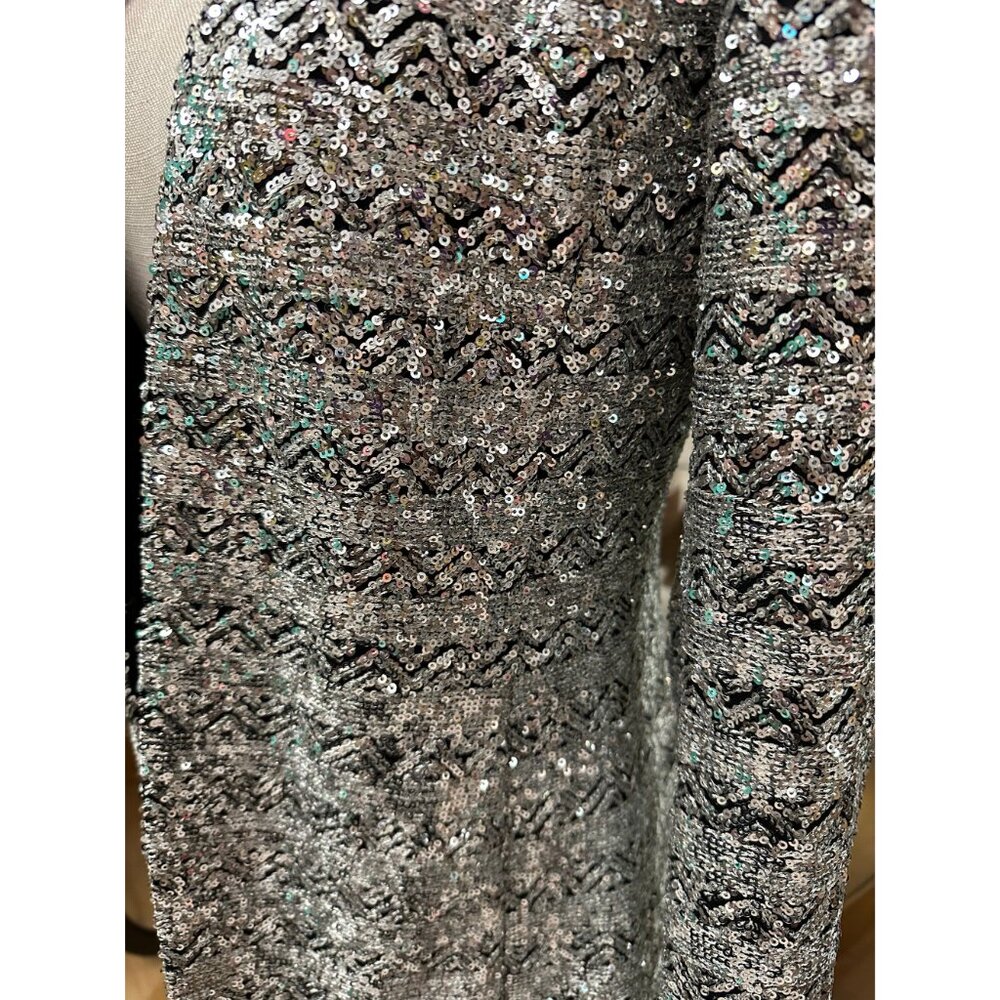 Zara Silver Sequin Pattern Jacket In M - image 2